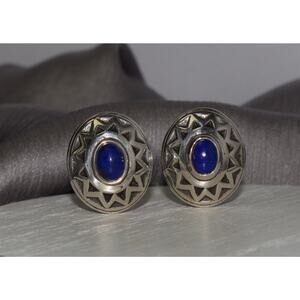 Retired James Avery Sterling Silver Lapis French Clip Earrings 11.3G / 0.8in